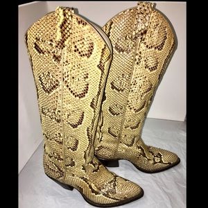 Vintage Larry Mahan Full Snake Skin Boots Size 6